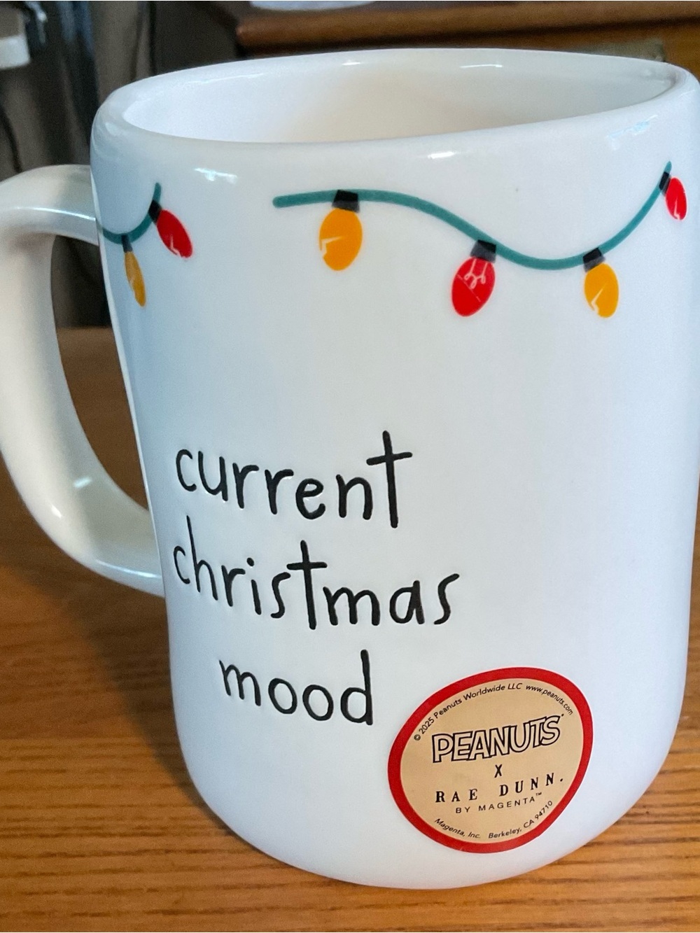 Rae Dunn Peanuts Snoopy Puffer Jacket CURRENT CHRISTMAS MOOD 18 oz Ceramic Mug - Picture 2 of 5